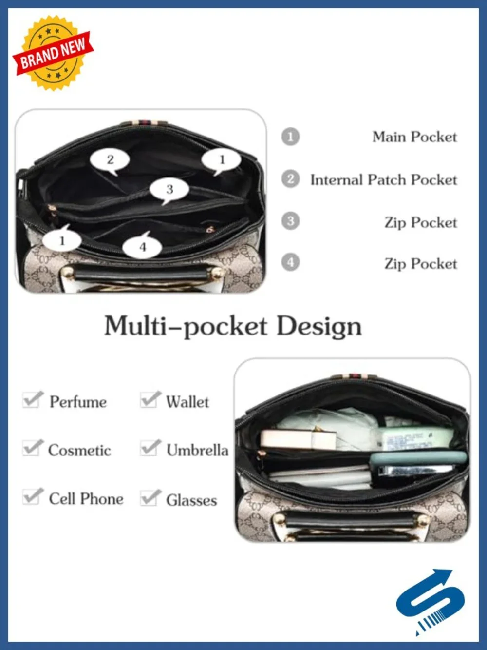 PU Leather Satchel Handbag Women's Top-Handle Shoulder Crossbody Bag